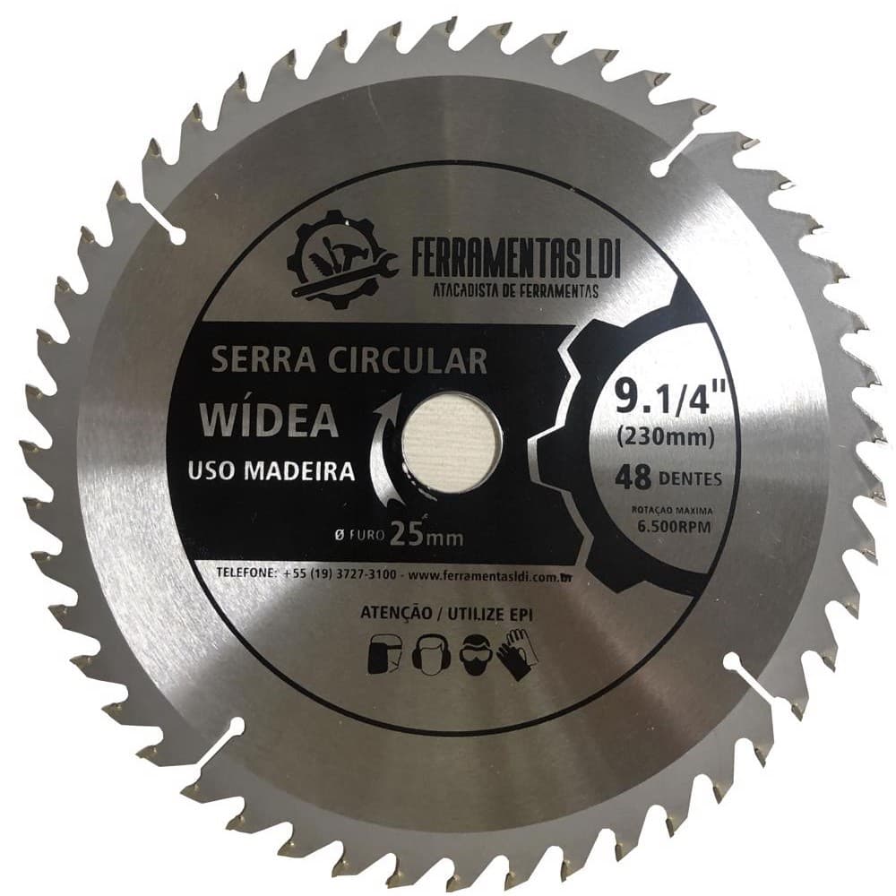 Disco de Serra Circular 9.1/4 230mm 48 Dentes Madeira Ferramentas LDI