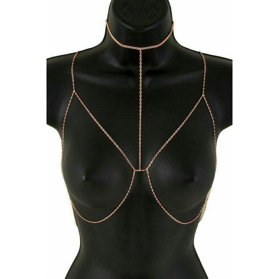 Bodychain borychain Sutiã de correntes a Ouro e Prata