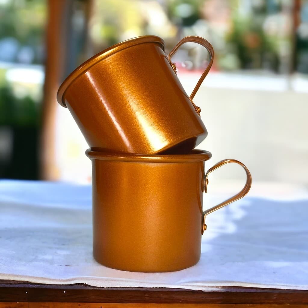 Kit 2 Canecas De Alumínio Moscow Mule Cor Cobre Drinks Bebidas 350ml