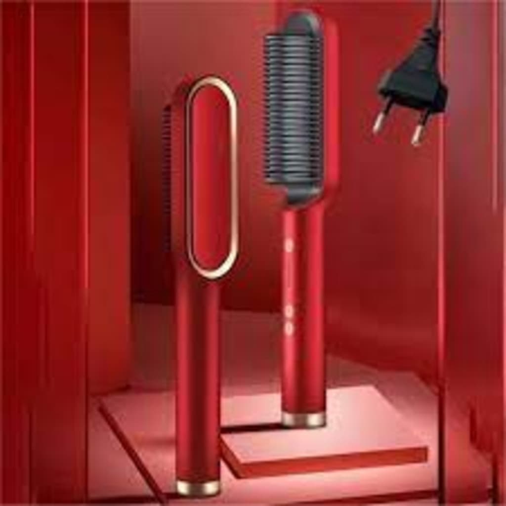 Escova Alisadora Anion Hair Pro 3 em 1 , Secador, Chapinha e Modelador de Cachos Bivolt- Enviar Cor aleatório