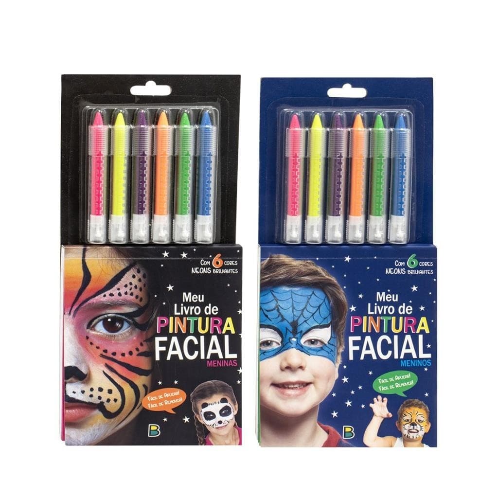 Meu Livro de Pintura Facial C/ Canetas Neons Meninas/Meninos Montessori Ludico Sensorial - Todolivro