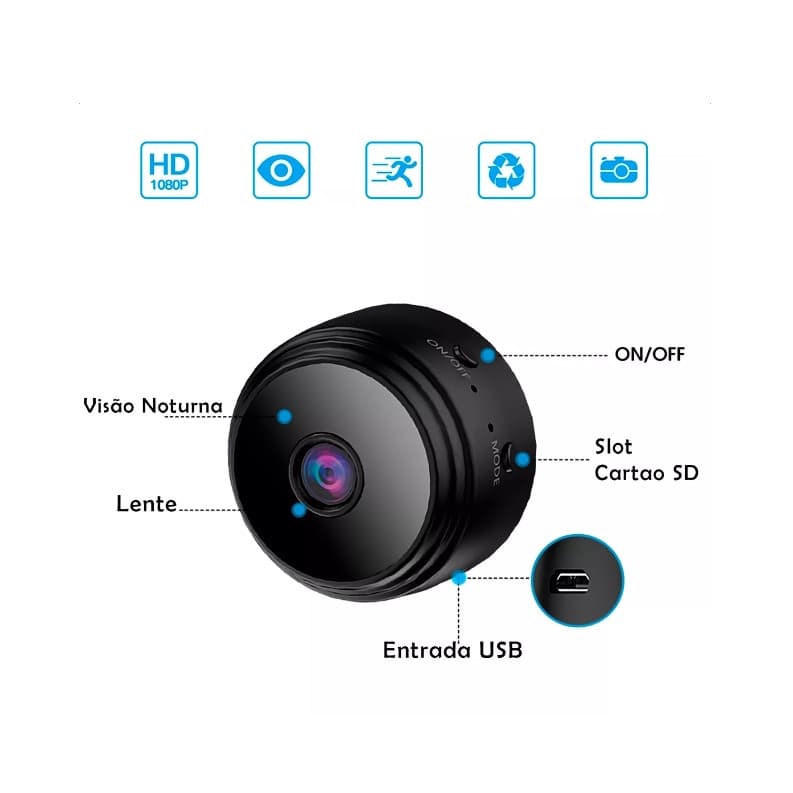Mini Câmera A9 Veículos Visão Noturna Wifi Nova Alta Qualidade