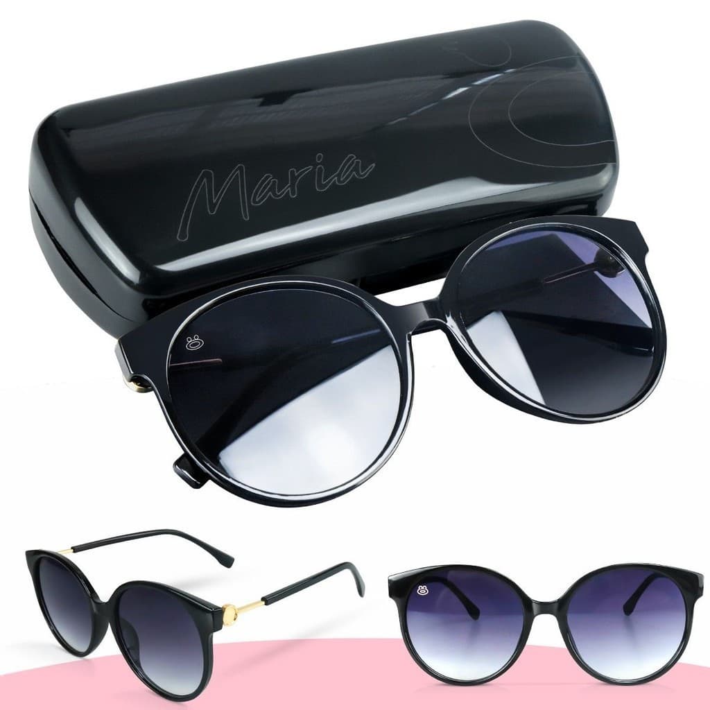 oculos sol preto feminino redondo vintage proteção uv