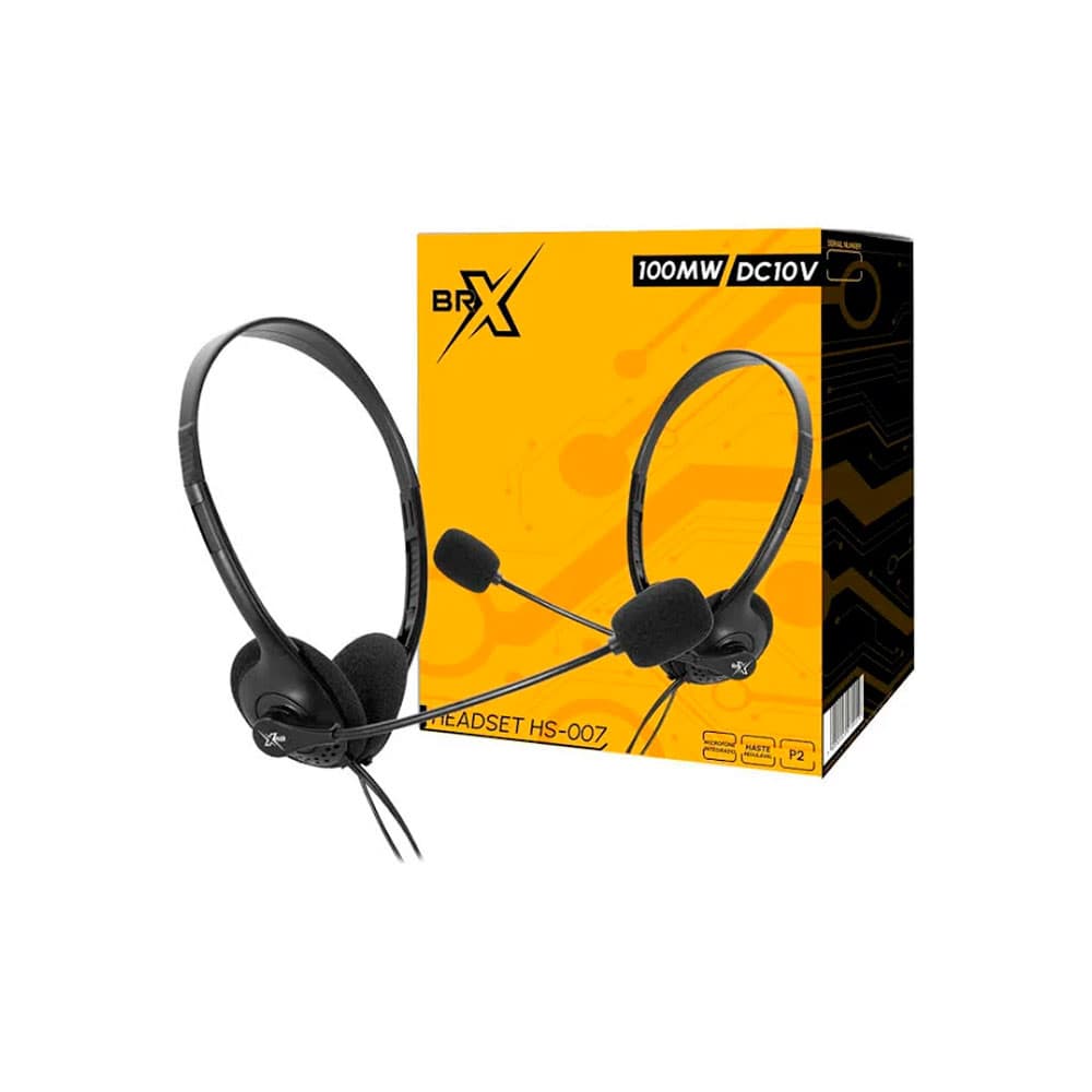 Headset com microfone, Brx, com Conexão P2, HS-007