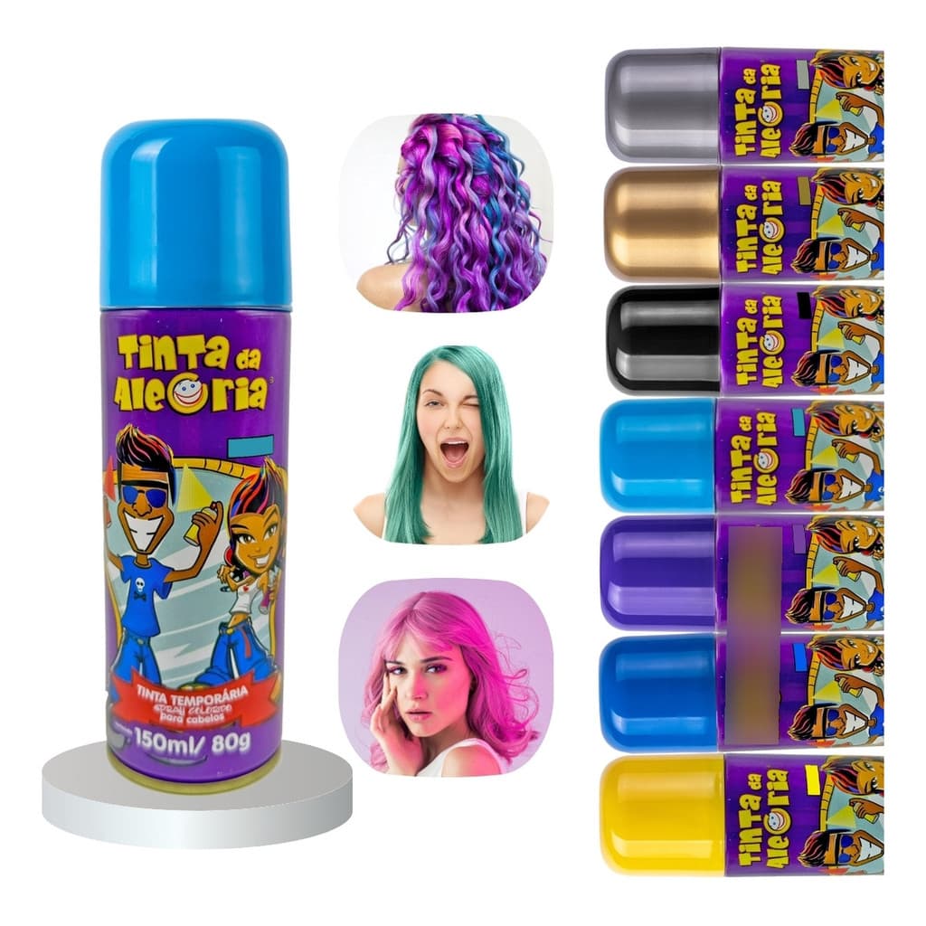 Tinta da Alegria Colorida Para Cabelos Temporária Festa Carnaval 150 Ml - Dalegria