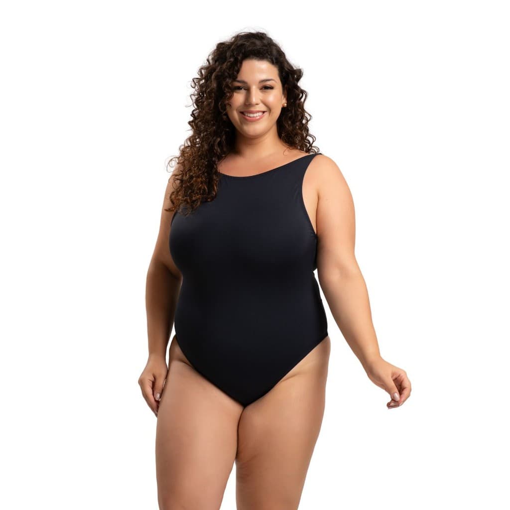 Body Maiô Plus Size Praia Liso Decote Costas Nua Sem Bojo Microfibra