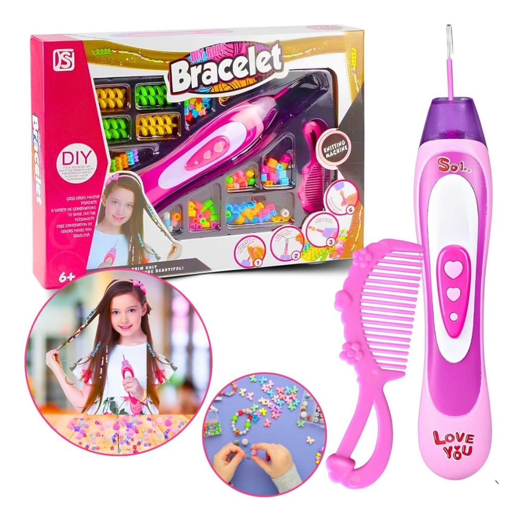 Brinquedo Menina Kit Miçangas Fazer Tranças Cabelo Penteado