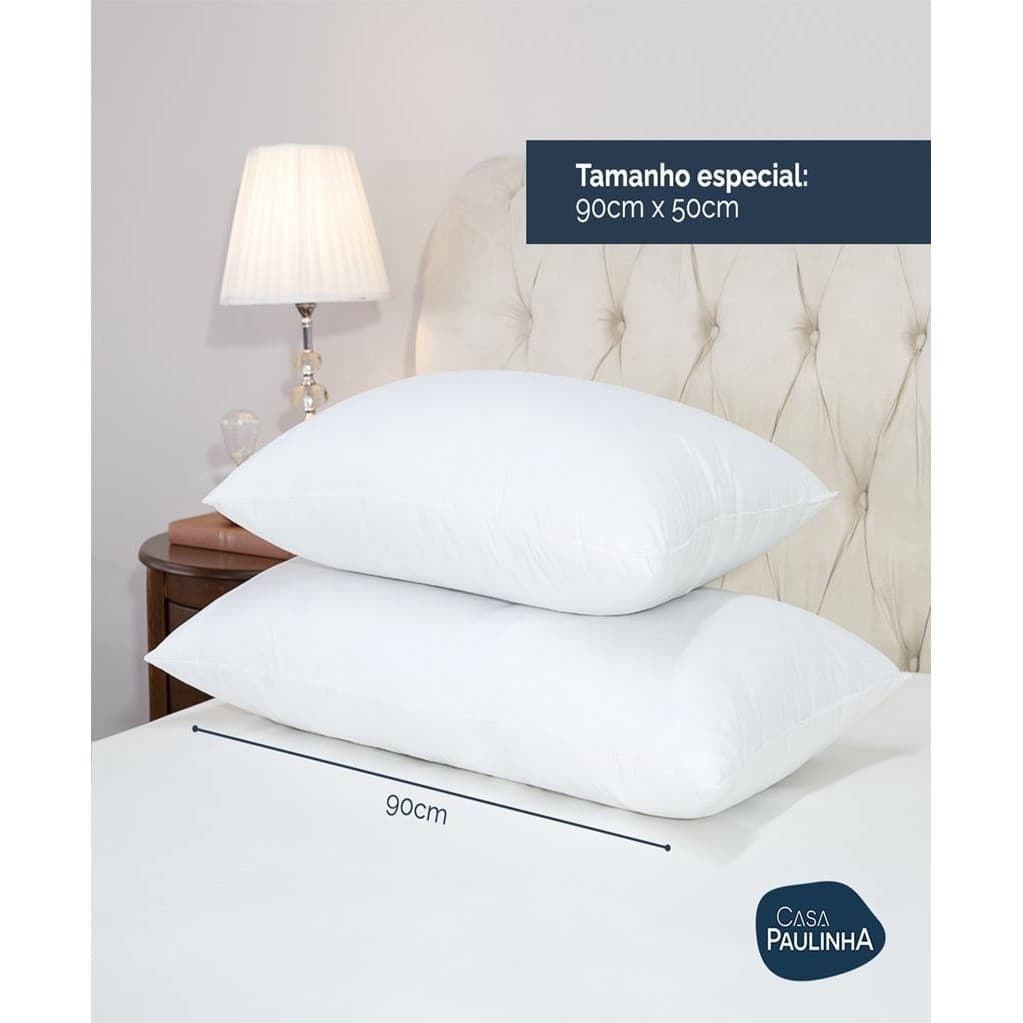 Kit 2 Travesseiro Grande King Size 90cm x 50cm Encosto Firme