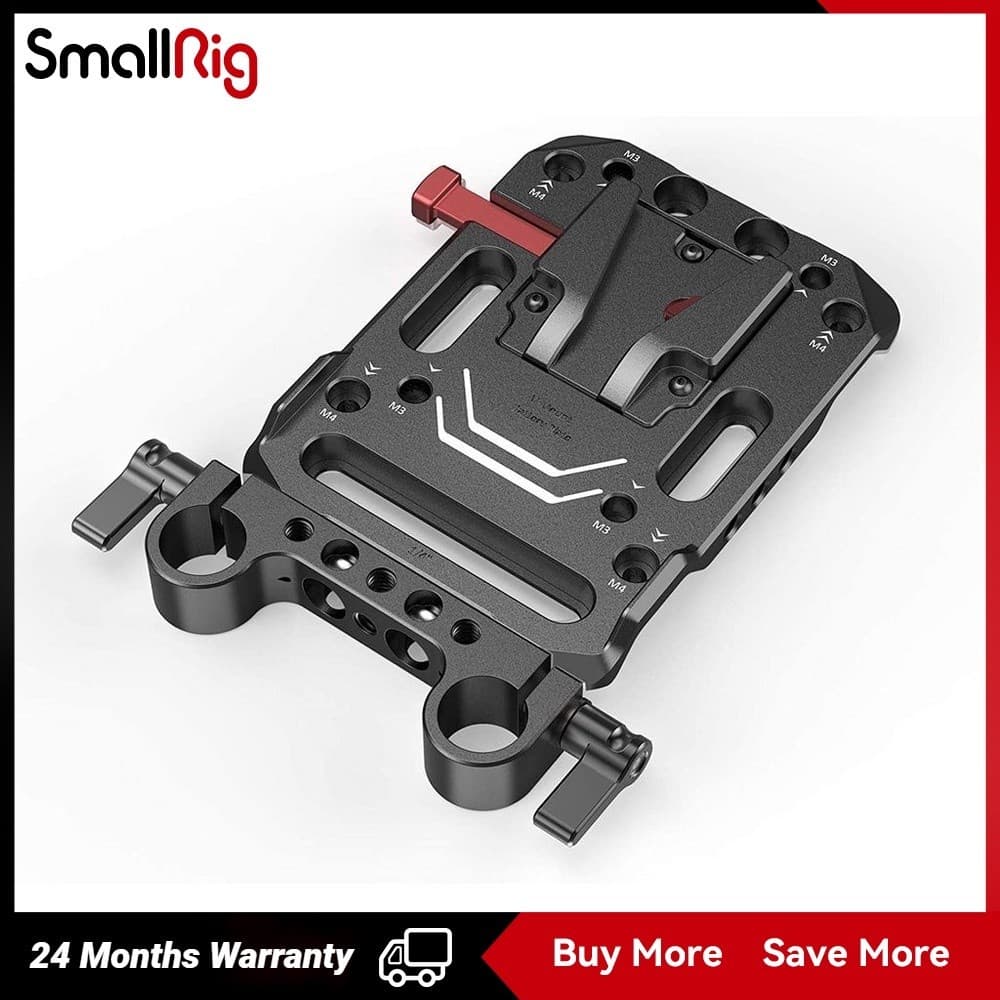Placa De Bateria SmallRig V Mount Com Braçadeira Dupla De Haste De 15mm 3016