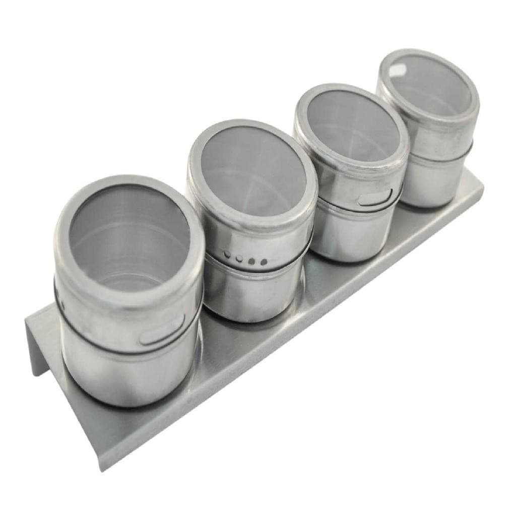 Porta Condimento Em Inox 5 Peças Magnético Pote Para Tempero Suporte Kit Cozinha Prateleira Organizadora