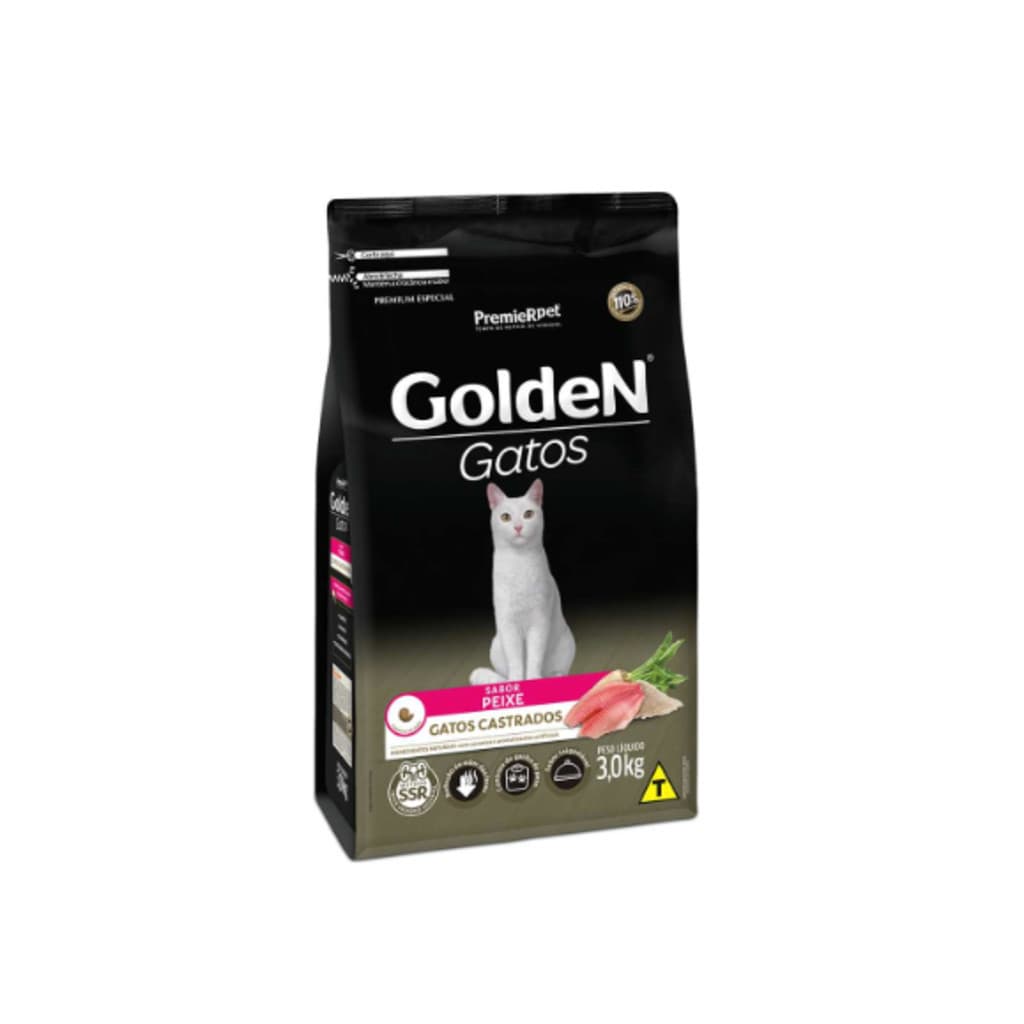 Ração Golden Gatos Castrados Sabor Peixe  3 kg
