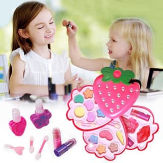 Kit de estojo de maquiagem infantil quatro temas com batom