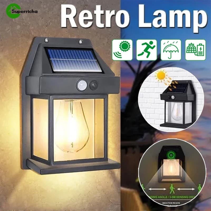 [Quente] Lâmpada De Indução Inteligente Filamento De Tungstênio/Luz De Iluminação Noturna Para Vila De Jardim/Parede Com Sensor De Energia Solar Economia Retro-Iluminada Exterior À Prova D'água