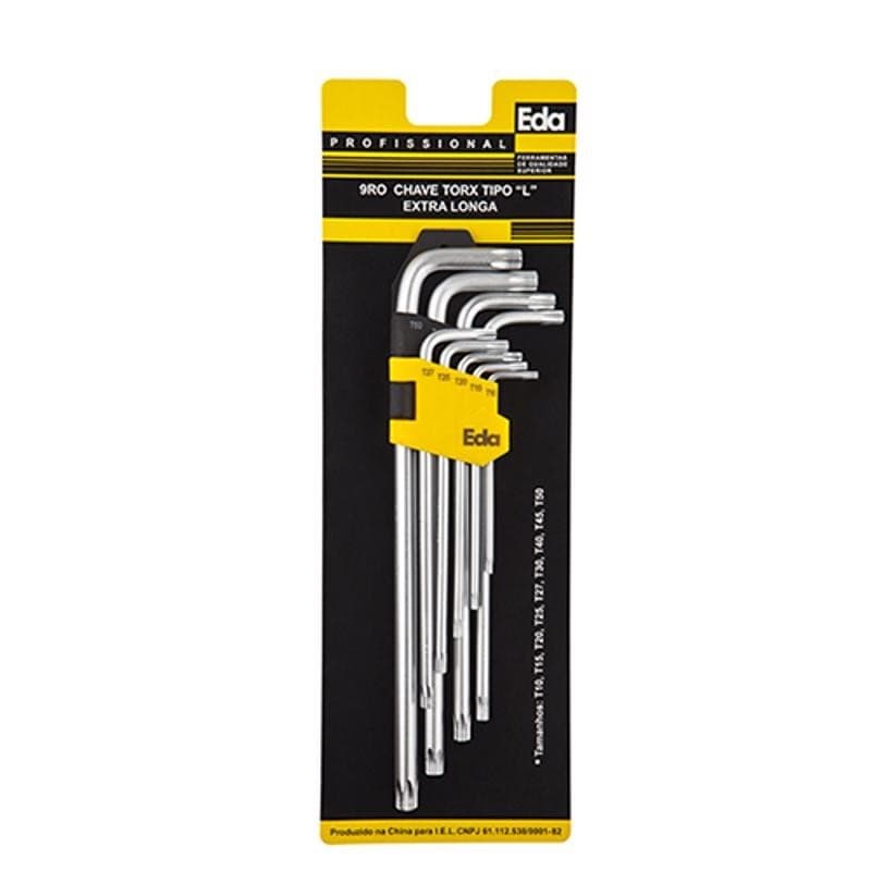 JOGO DE CHAVE TORX EXTRA LONGA c/ 9 PEÇAS 9RO
