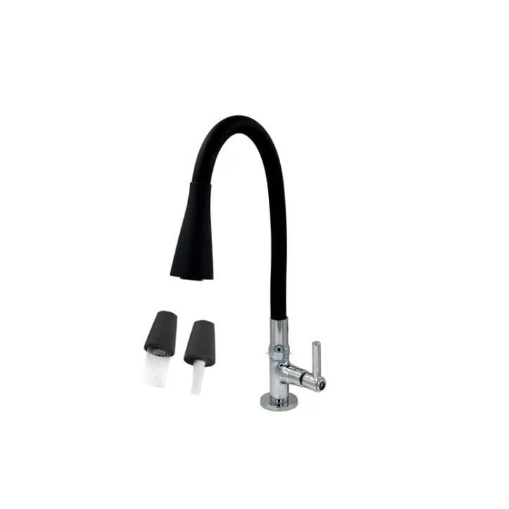 Torneira Flexível Cozinha Preto Mesa Bancada Pia Duplo Jato Cone 1/4 de volta