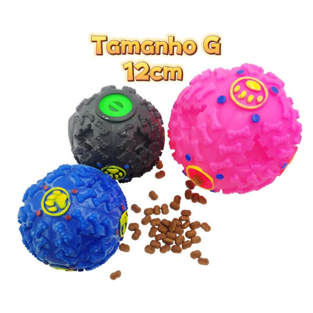 Brinquedo Pet Bola Porta Petisco com Som Tamanho G (12cm) - Cores Sortidas