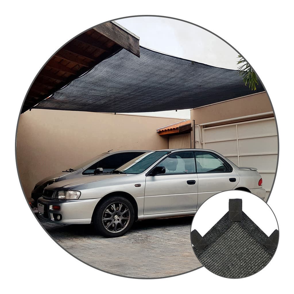 Tela Toldo 2x10 80% Preto Sombreamento Sombrite Proteção Acabamento Bainha Alças Cobertura Garagem