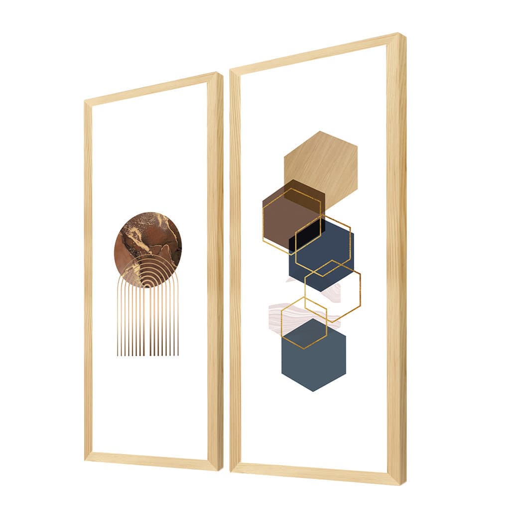 Dupla Quadros Sofisticados Geométricos Para Sala