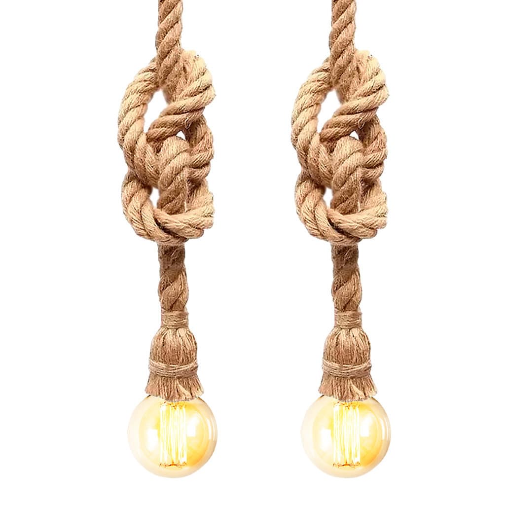 Kit 2 Luminária Pendente Design Rustico Retrô Corda Sisal