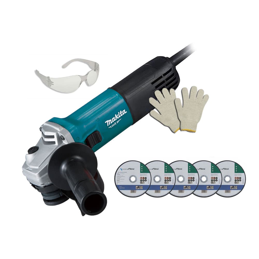 Makita Esmerilhadeira Angular M9510B 850W 4.1/2 Pol Profissional + 5 Discos Corte