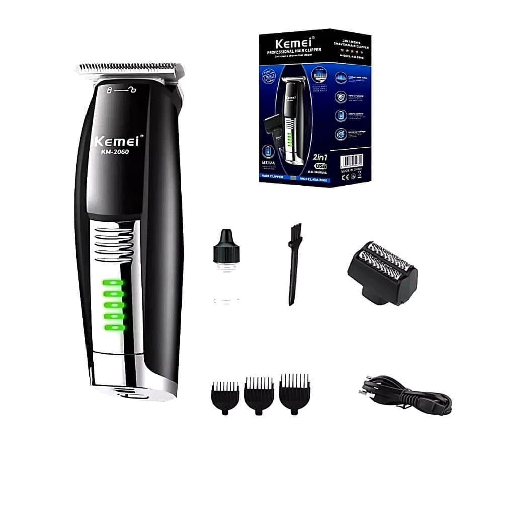 Promoção Maquina Kimei KM-2060 Aparador Elétrico De Cabelo 2 Em 1 Com Carregamento Usb t's
