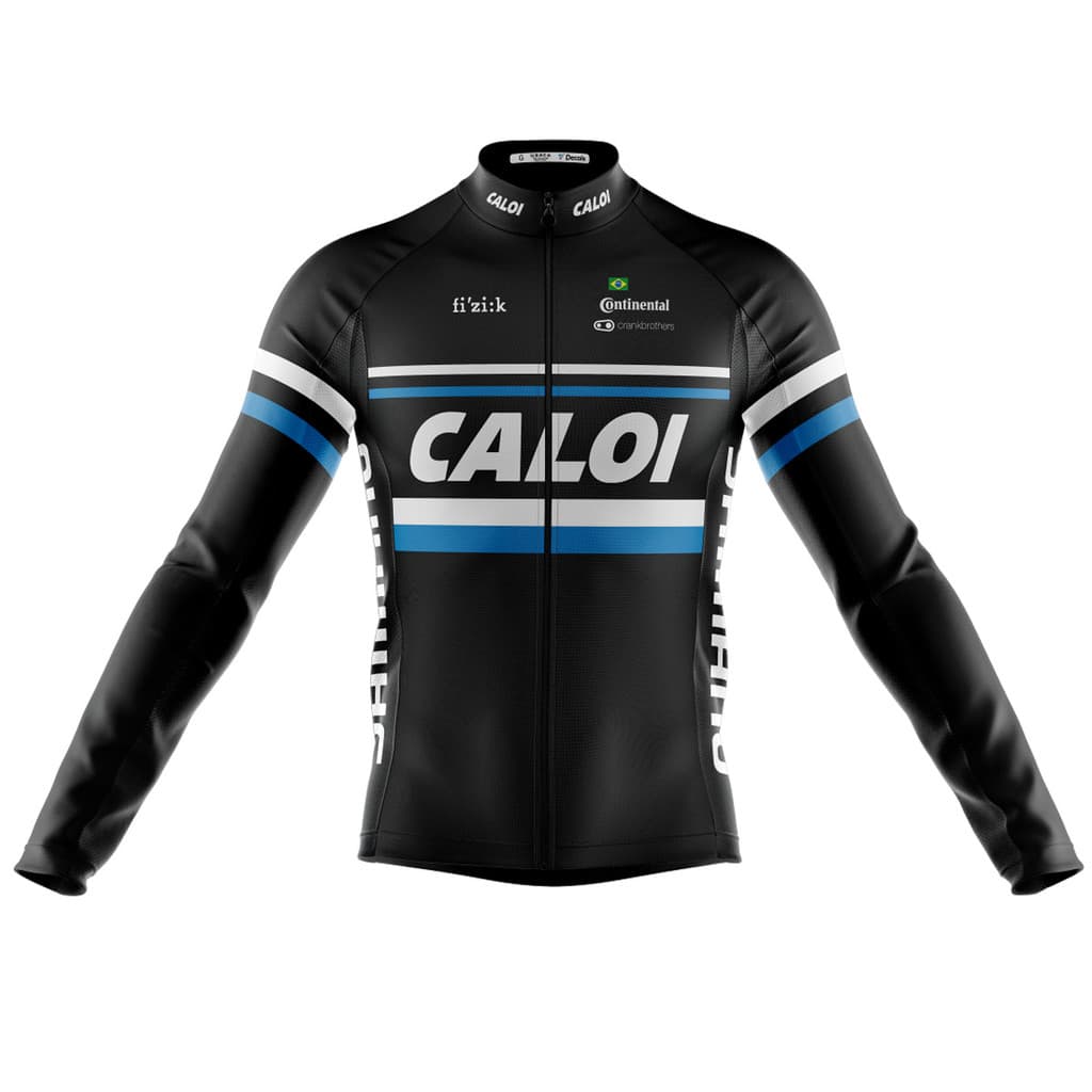 Camisa Ciclismo Caloi Manga Longa Ziper Total com Bolsos Traseiros