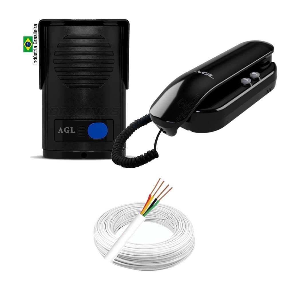 Kit Interfone Agl Com Alimentação Externa + 30 Mts De Cabo