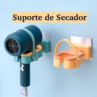 Suporte Secador Cabelo Banheiro Adesivo Parede Ajustável Giratório.
