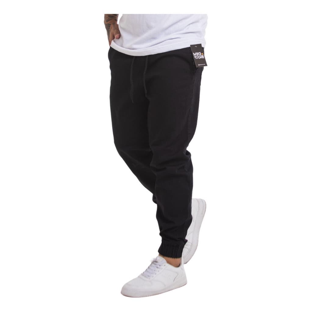 Calça Jogger Jeans Masculina Com Punho Elástico Bolso