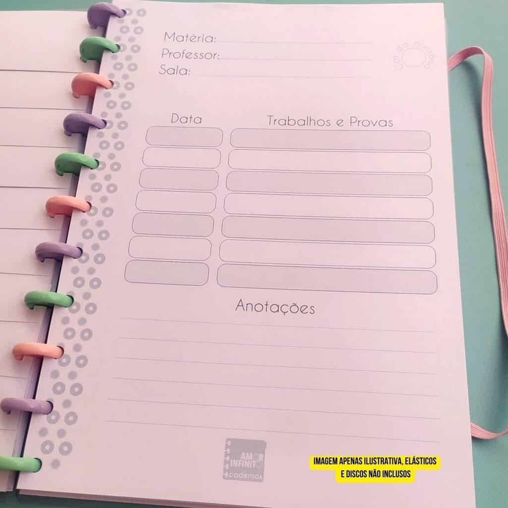 Kit 10 Matérias Separador de Disciplina Para Caderno de Disco Sistema Inteligente