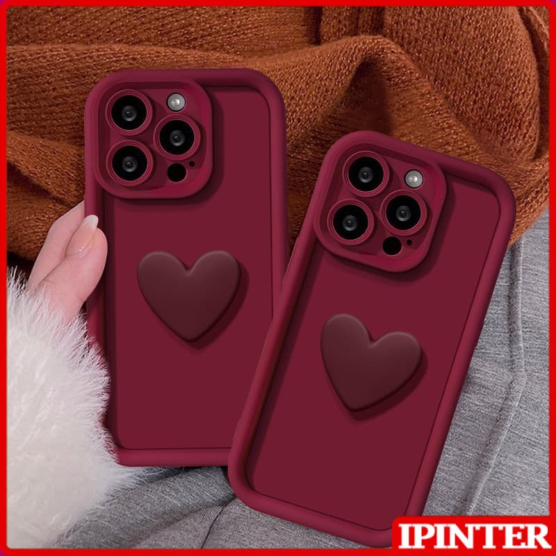 Moda 3D Amor Coração Silicone Caso Para iPhone Air 17 16 15 14 13 12 11 Pro Max Plus Simples À Prova De Choque