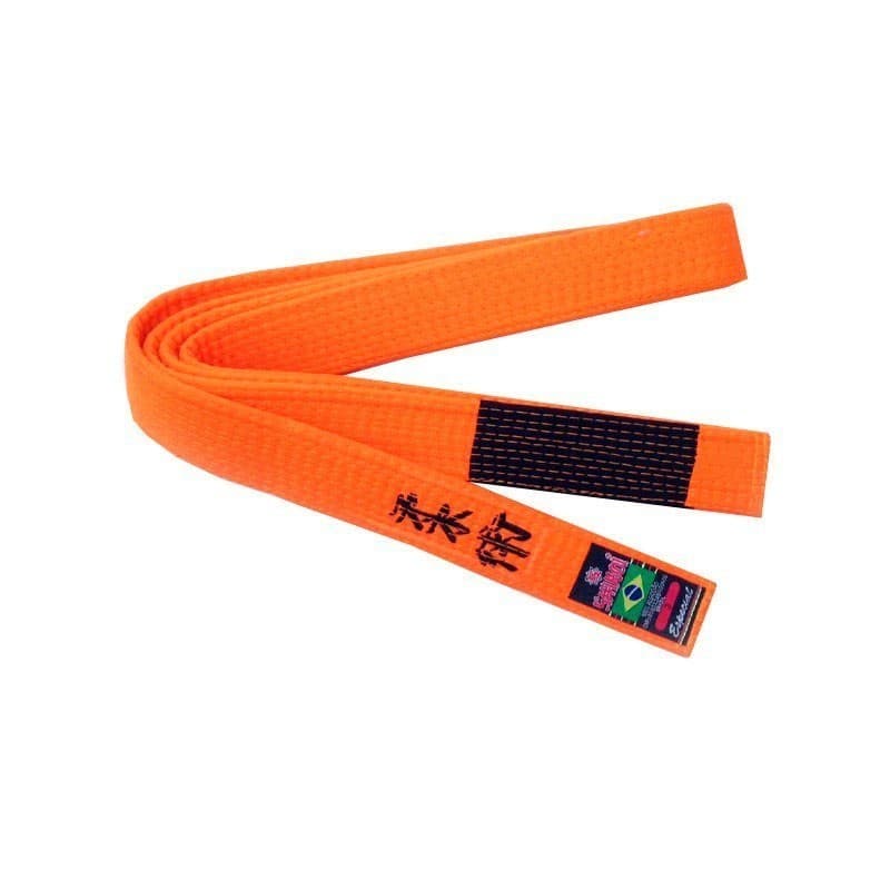 Faixa Jiu Jitsu Shiroi Bordada Especial Laranja Ponta Preta