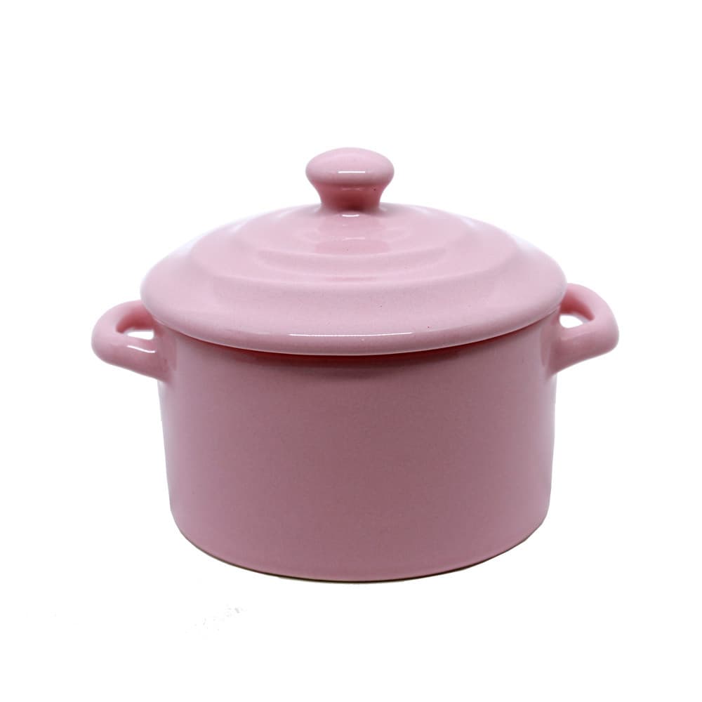 Mini Caçarola de Cerâmica com Tampa Rosa 250ml - Unid.