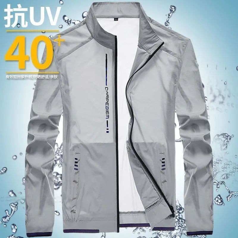 Protetor solar roupas masculinas de seda gelo verão Ultra-fino respirável versão coreana esportes blusão Anti-ultraviole