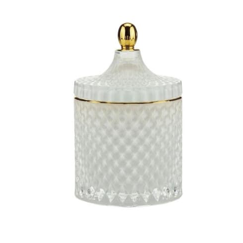 Potiche decorativo vidro branco 11x17cm