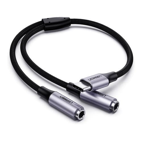 Cabo de Áudio Ugreen AV144 Usb Tipo C Macho para 3,5mm Fêmea 25cm