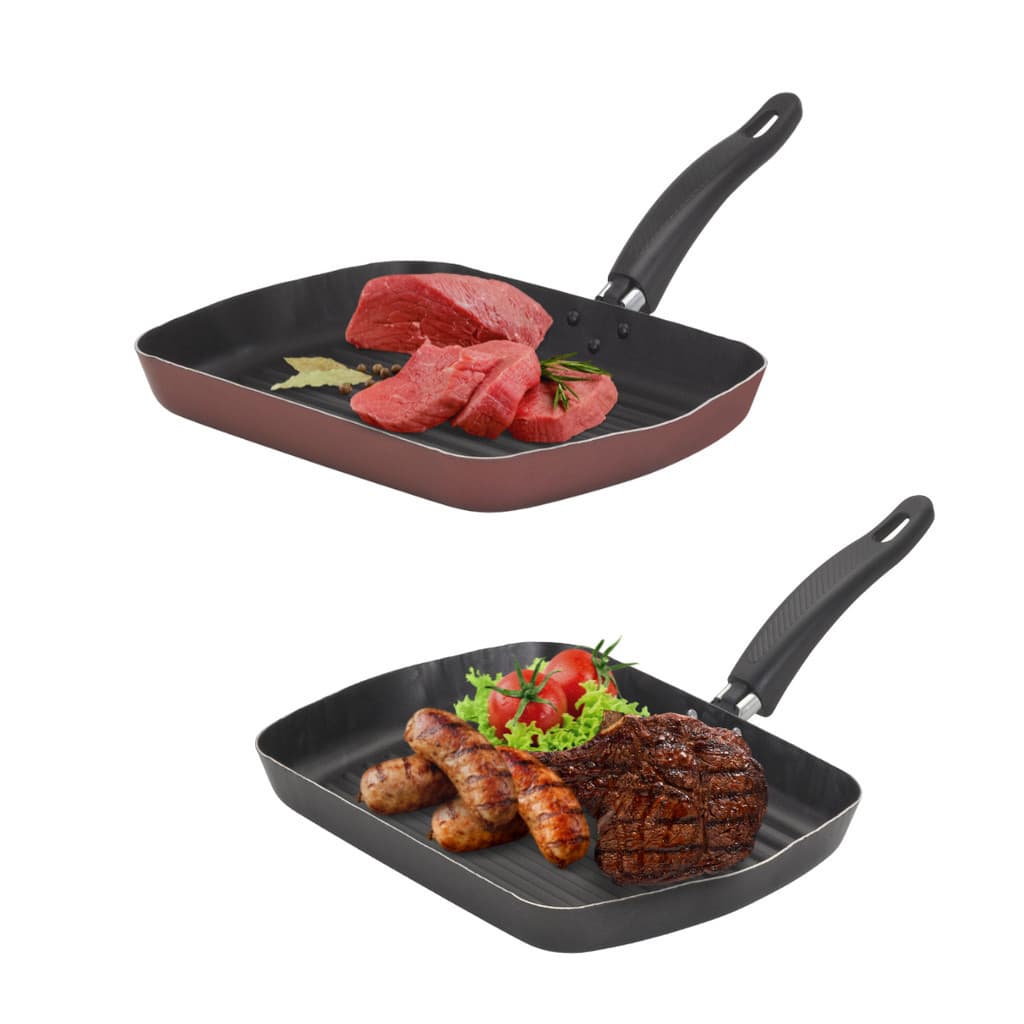 Grill Frigideira Teflon Quadrada C/Frisos Antiaderente Frangos Carnes