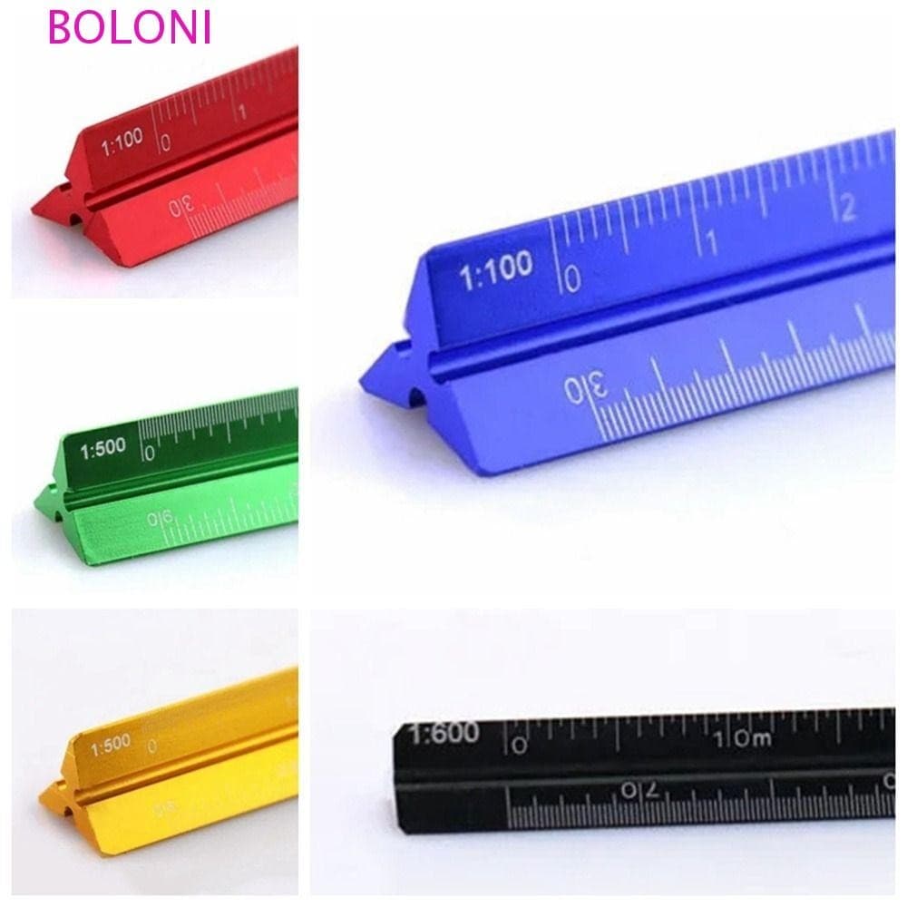 Régua De Escala Triangular BOLONI , Medição Multifuncional De Liga De Alumínio Metal Suavemente Colorida