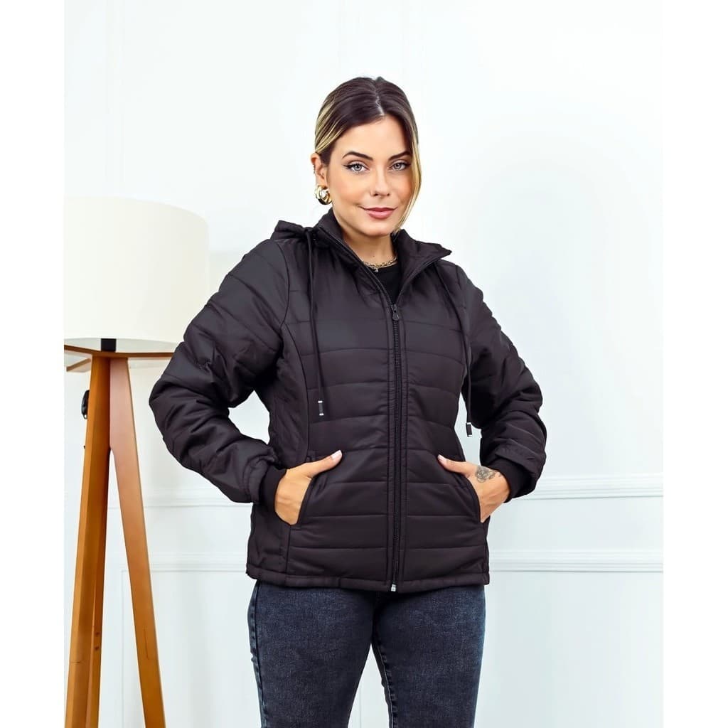 Jaqueta Forrada Feminina Puffer Bobojaco Nylon Matelado Acolchoado Gominho Inverno Frio Neve