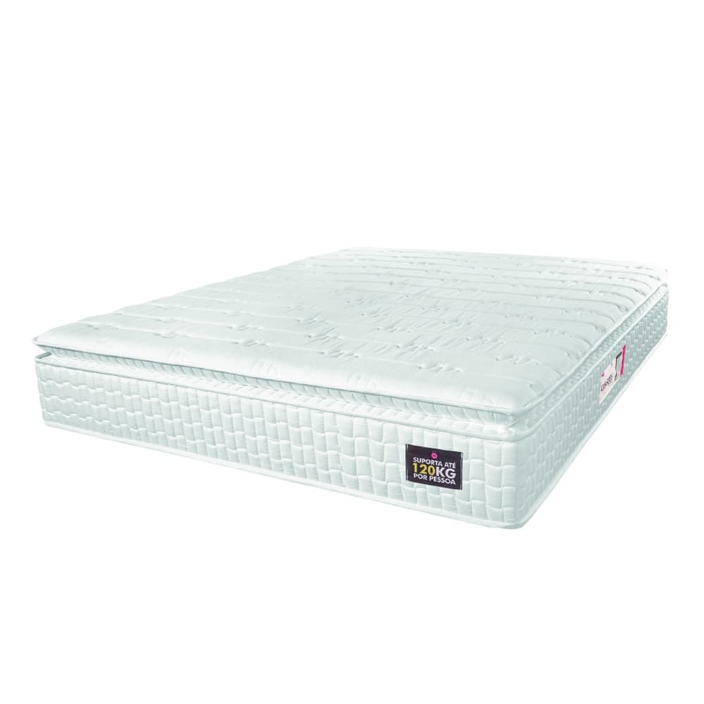 Colchão Casal Espuma D33 Vangogh Pillow Top 138x188x29cm Branco Hellen - Suporta até 120kg por Pessoa