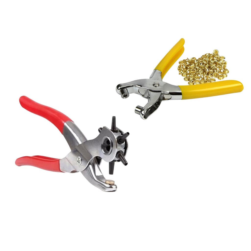 Kit Alicate Furador 6 Furos + Alicate Ilhós com 100 Ilhoses