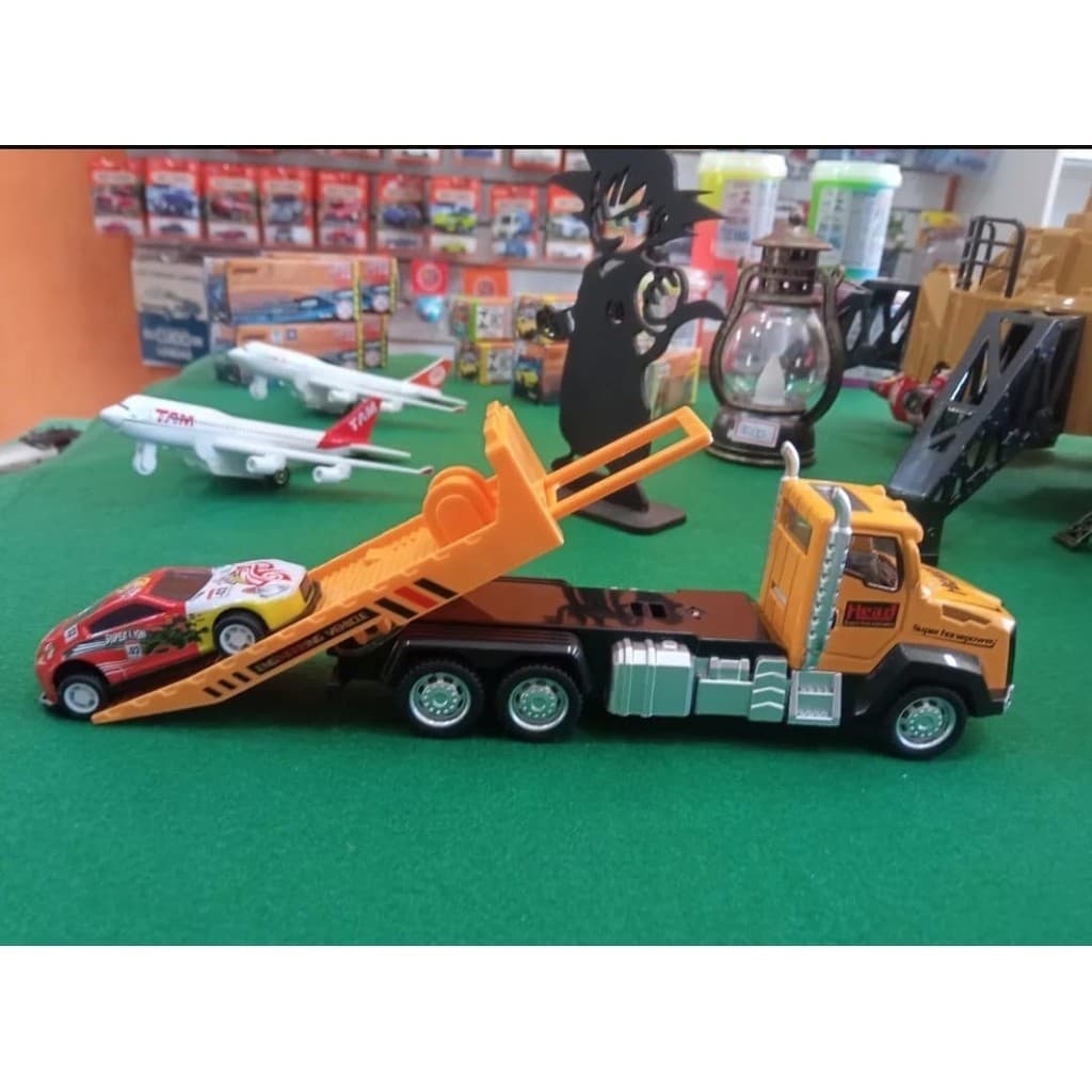 Caminhão de Brinquedo Miniatura Reboque Com Fricção e Carrinho Brinquedos De Menino Promoção