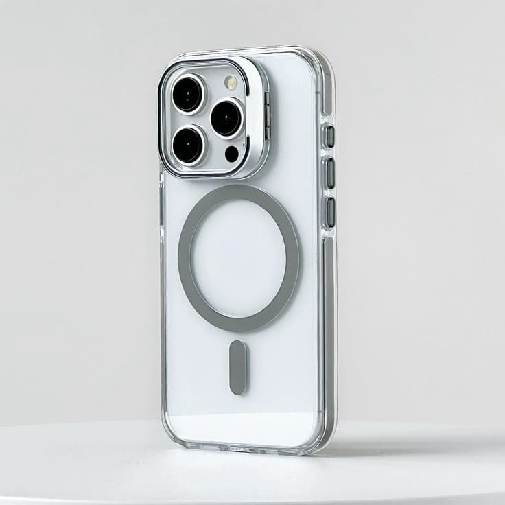 Capa Capinha Iphone Transparent De Metal Lente Holder Premium Para iPhone 11 12 13 14 Pro Max 15 PLUS 15 Pro Max