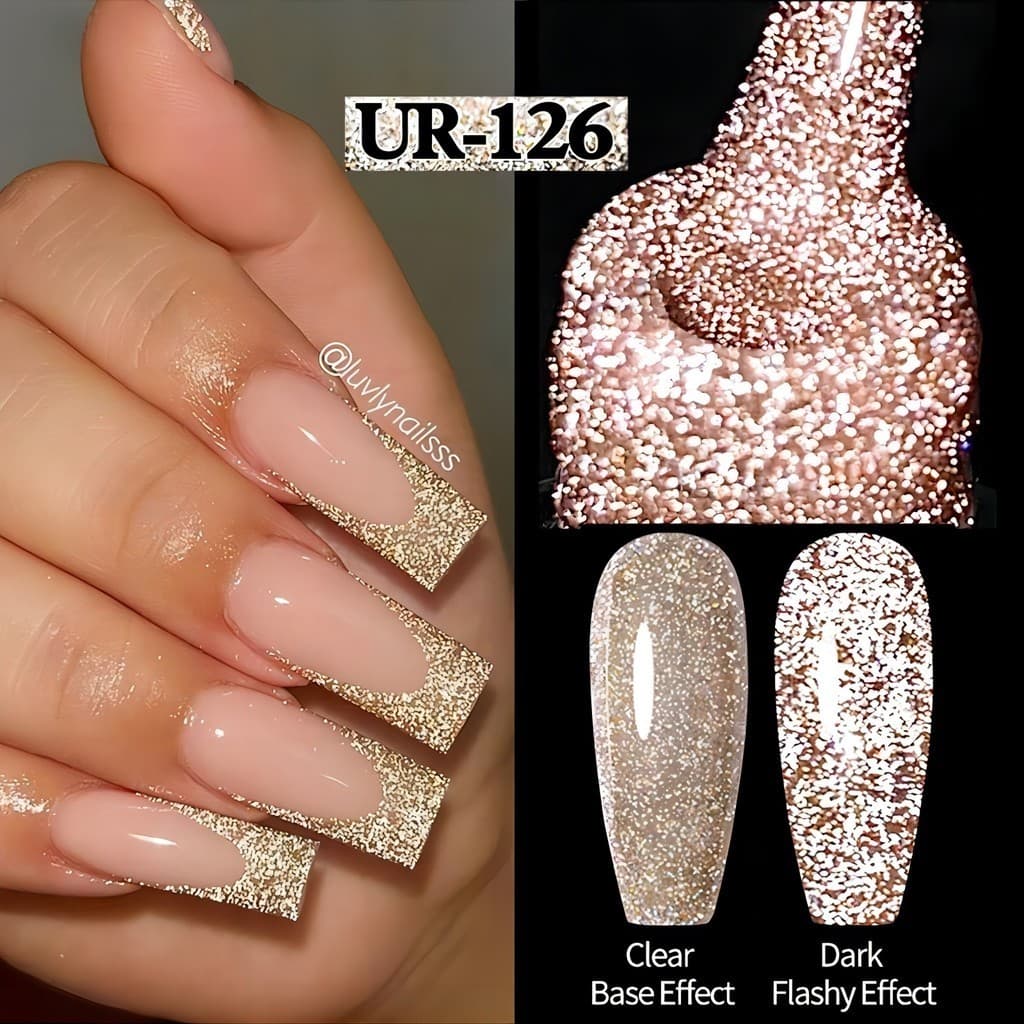 UR SUGAR 7,5ml Gel Refletivo De Champanhe Polidor De Golden Glitter Embebido Semi Permanente UV Verniz De Unhas Arte