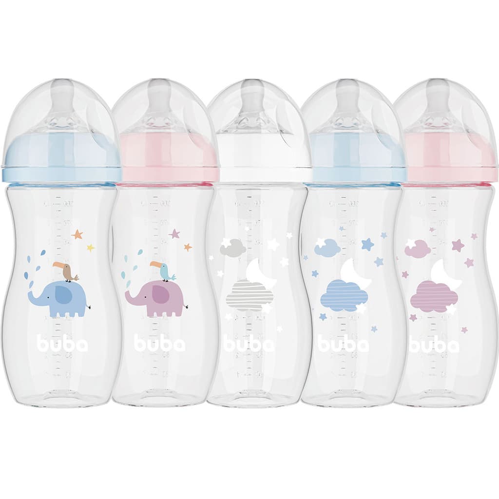 Mamadeira 330ml Easy Flow Anti Gases com Válvula Bico Ultrasoft com 4 Fluxos Diferentes Buba