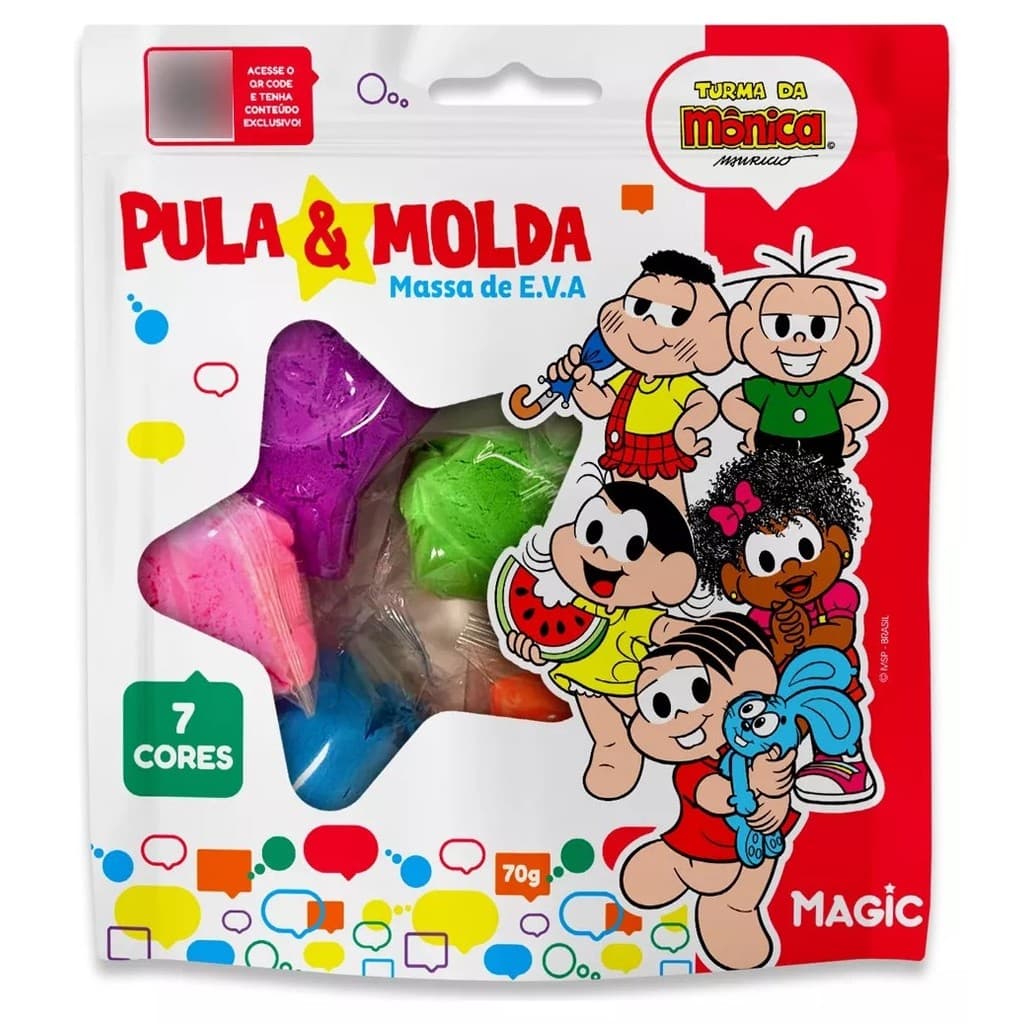 Pula & Molda - Massa de E.V.A - 7 Cores - Turma da Mônica