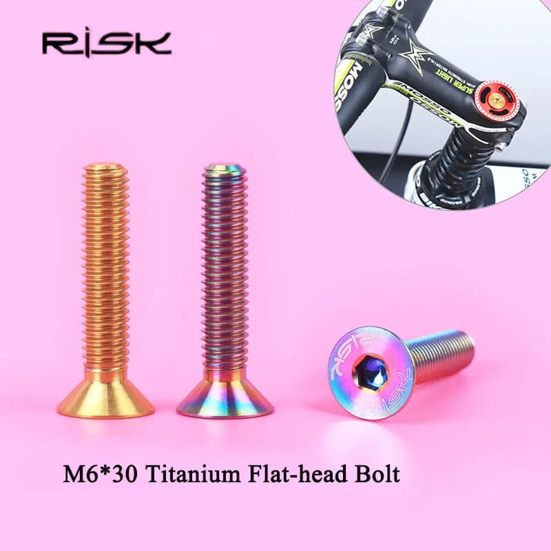 Risco 1 Pçs M6 * 30mm Titânio Bicicleta Estigma Parafusos MTB De Cabeça Plana Mountain Bike Ciclismo Fone De Ouvido Tamp