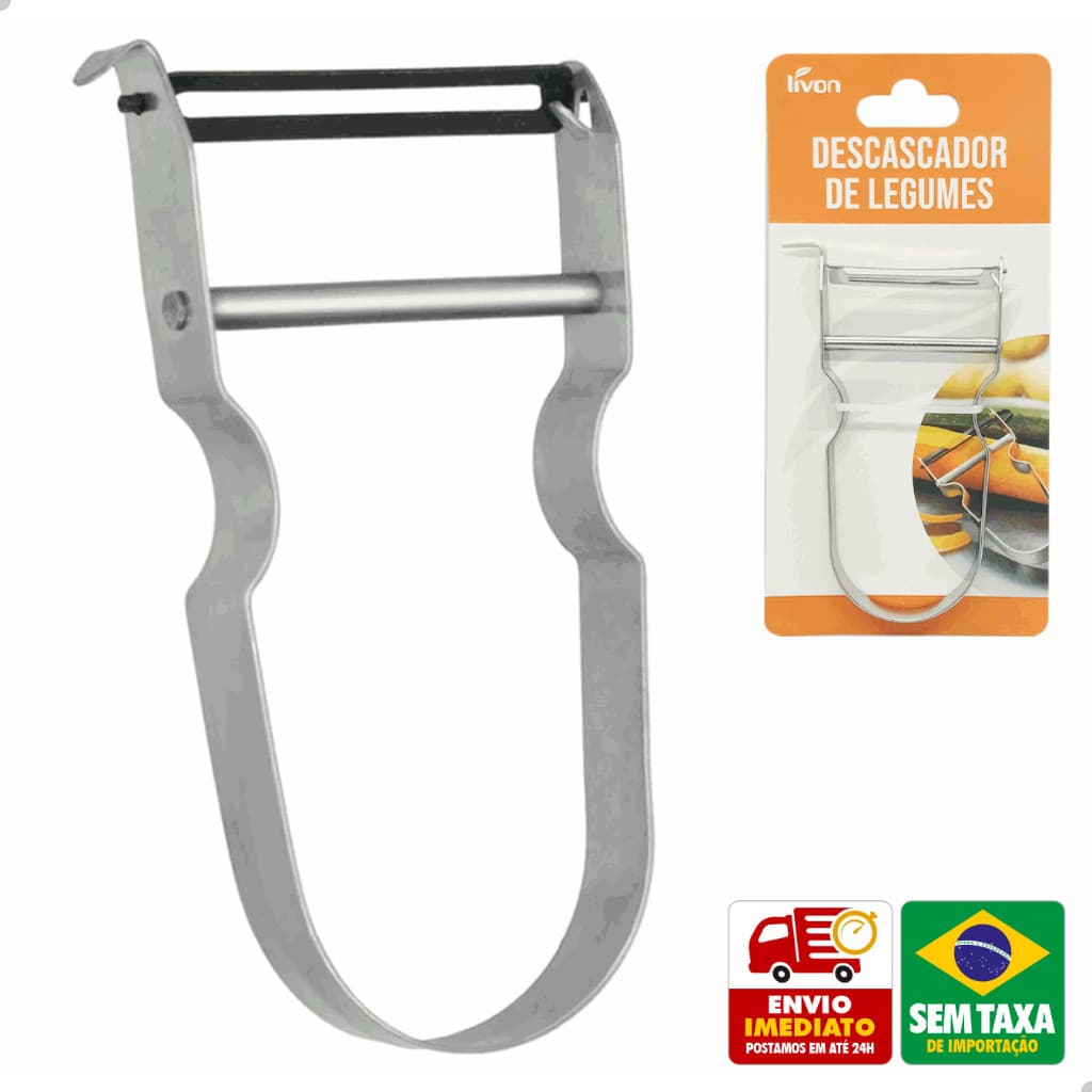 Descascador Suiço Multiuso Metal Descasca Facil Legumes Frutas Aço Inox Livon 6127