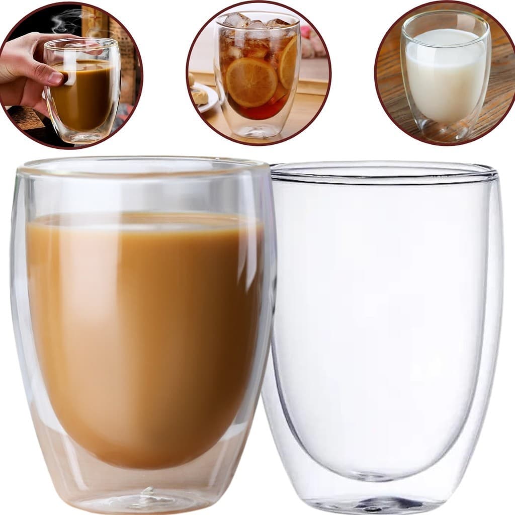 Kit 2 Copo de Vidro Borosilicato 450ml Grande Transparente para Água, Suco e Refrigerante