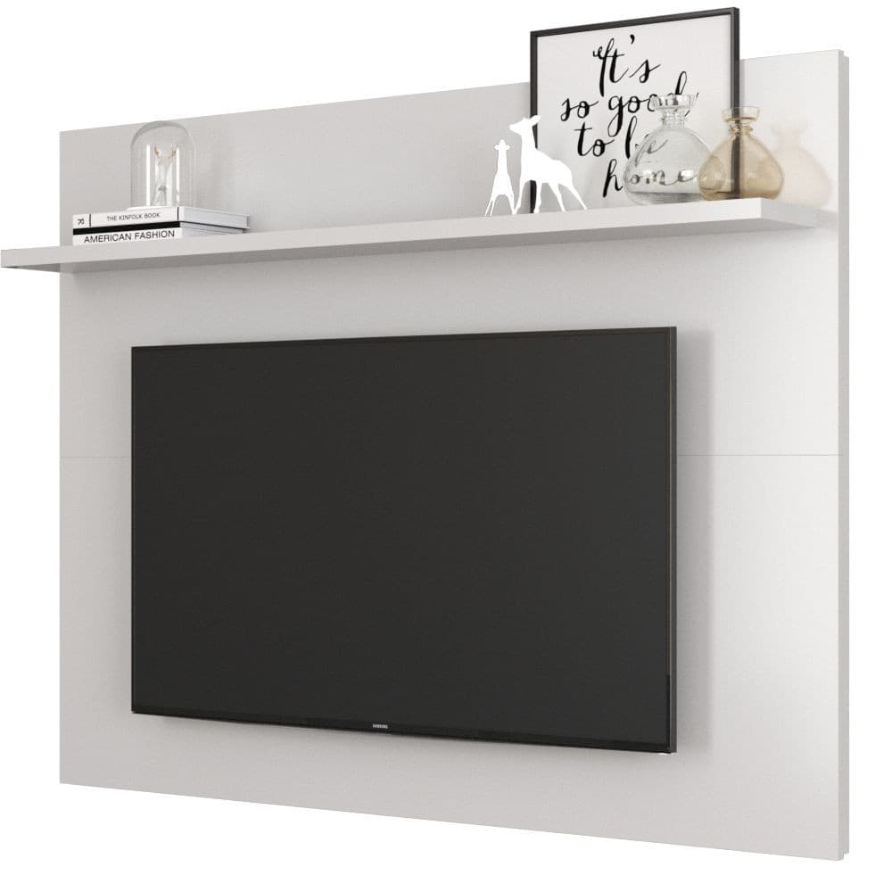 Painel Topázio Branco Acetinado Sala De Estar MoveBrinque